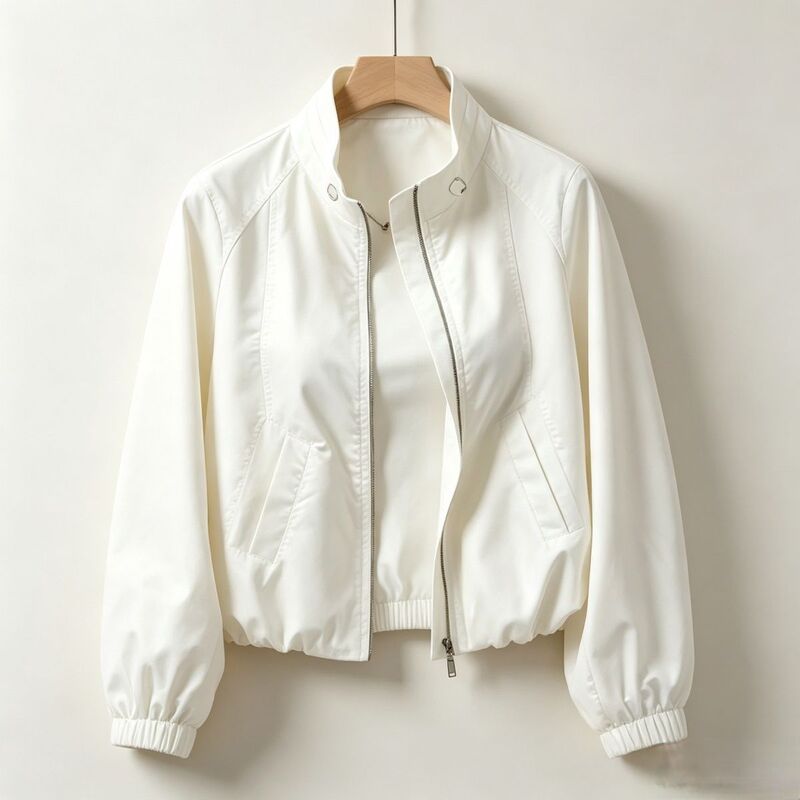 New stand-up collar jacket for women, spring and autumn new popular style, slim casual jacket for petite women New stand-up collar jacket for women, spring and autumn new popular style, slim casual jacket for petite women