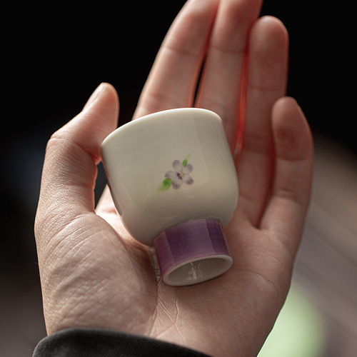 Miyan white porcelain pure hand-painted wisteria flower tea cup imitation Song Dynasty tea cup Japanese style household tea cup Kung Fu tea