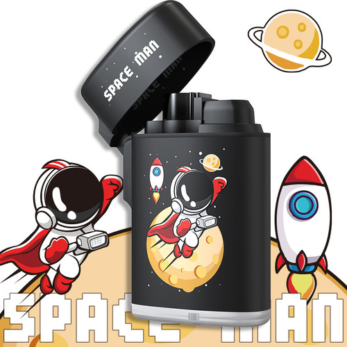 New windproof lighter, inflatable flip-top blue flame, super durable, creative internet celebrity, cute personality and good looks