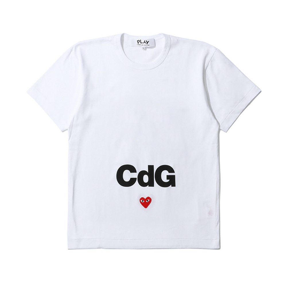 Playアルファベットcdgシンプル記号愛刺繍男女同型丸襟半袖tシャツ