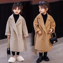 童装秋冬款加厚绒面呢儿童大衣女童冬装毛呢韩版中大童呢外套