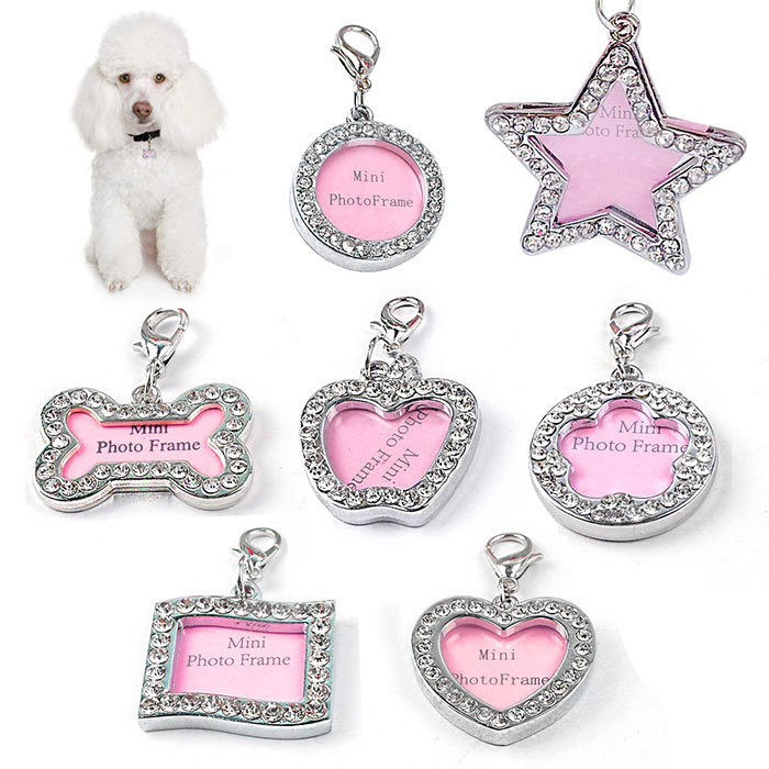 Cute Bone Love Heart Round Card Anti-lost Information Board Handwriting Pet Collar Decoration display picture 2