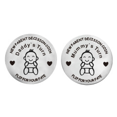 新生児の両親のステンレスの決定貨幣のお父さんとお母さんは硬貨daddy'sturn記念貨幣を決定します。