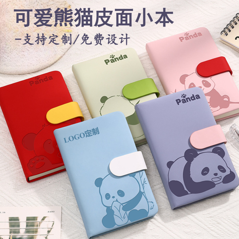 Panda hebilla pequeña cuaderno personalizado A6 portátil de bolsillo mini cuaderno de alto valor de cara diario