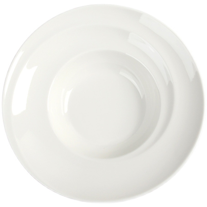 Plato de Pasta en Espiral Creativo Blanco Puro, Plato para Ensalada de Frutas, Plato de Sopa de Cerámica para el Hogar, Plato de Sopa Redondo Grande y Pequeño