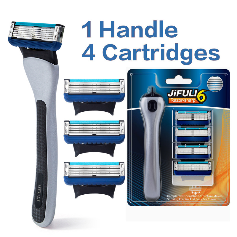 Jifuli Men's Manual Razor with 6-Layer Sharp Razor Blades Classic Shaving Head