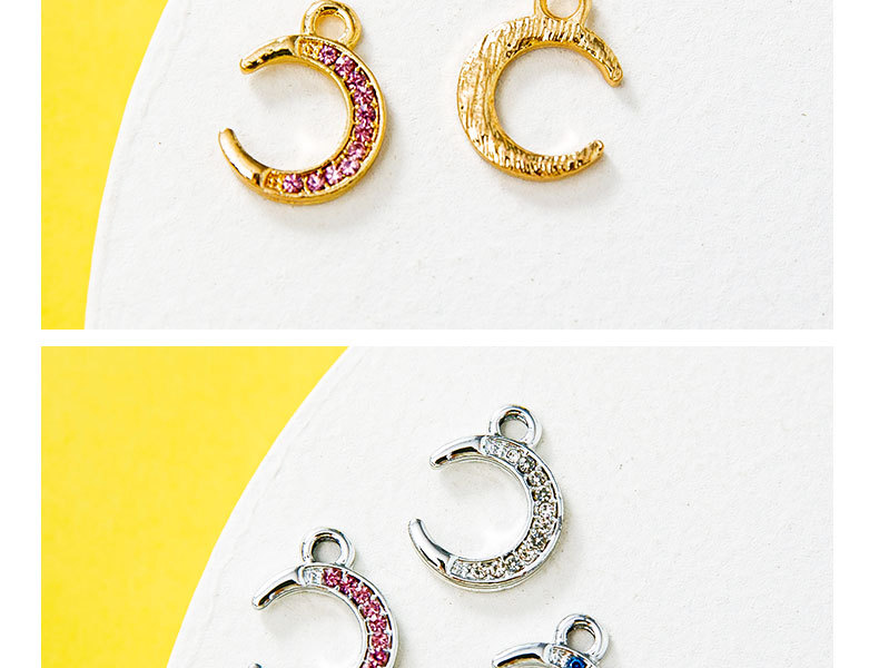 Rhinestones Inlay Material DIY Jewelry Accessories Classification 10 PCS/Package Alloy Rhinestones Moon Pendant