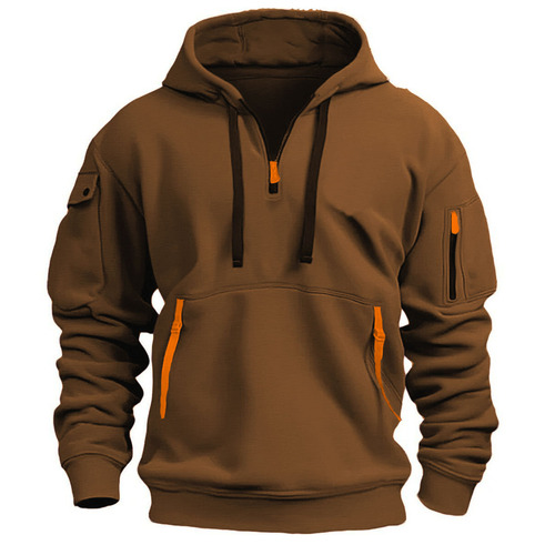 GEEDUP Cross-Border Spring and Autumn Men's Hooded Sweatshirt Zipper Multi-Pocket Pullover Shirt Men's Sports Casual Jacket