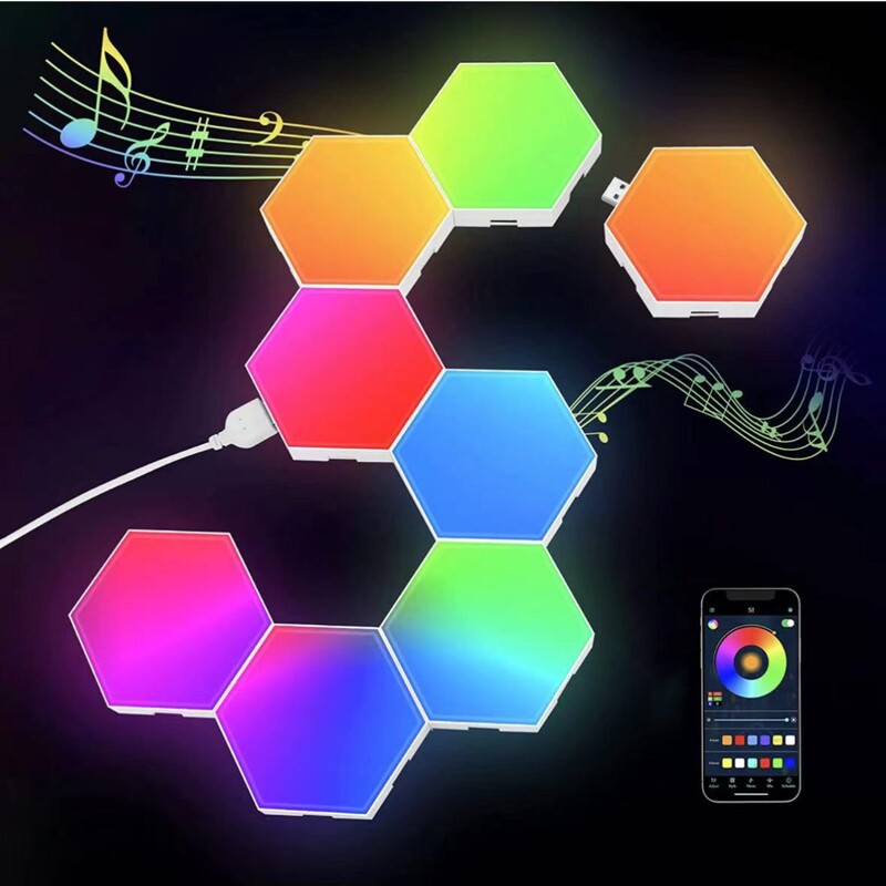 Cross-Border Wifi Hexagonal Splicing Quantum Lamp E-Sports Intelligent Pickup Honeycomb Honeycomb Rgb Atmosphere Light Odd Light Board Cross-Border Wifi Hexagonal Splicing Quantum Lamp E-Sports Intelligent Pickup Honeycomb Honeycomb Rgb Atmosphere Light Odd Light Board