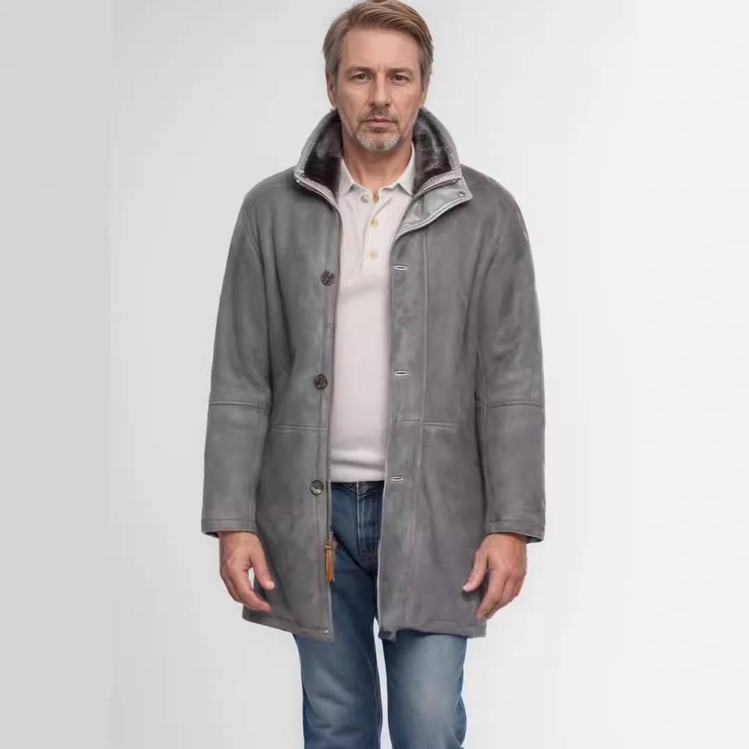 Cappotto uomo in lana a media lunghezza con interno in pelliccia_voghion.com