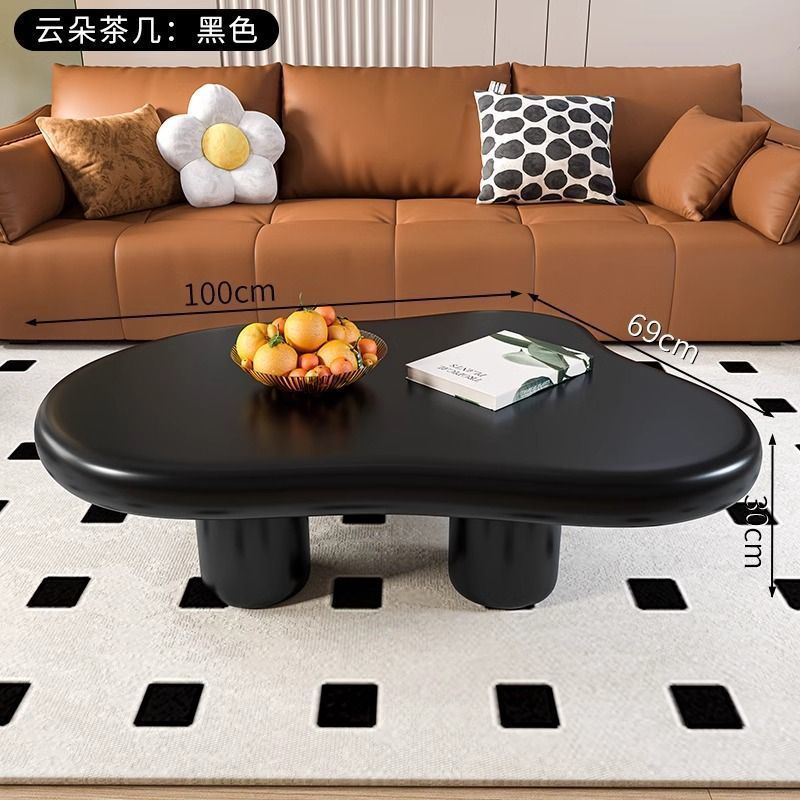 云朵茶几黑色法式轻奢家用客厅简约现代小户型创意异型侘寂风小桌|undefined