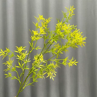 新款原色绿植双竹叶绿色森系婚庆仿真花材人造假花外贸款批发跨境