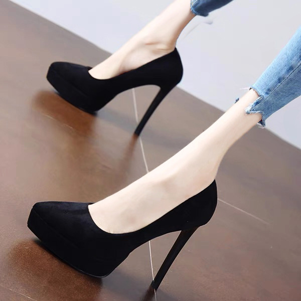 European Station Red Bottom Black High Heels Women's Stiletto Heel Sexy Elegant Waterproof Platform Super High Single Shoes Thick Bottom 12cm European Station Red Bottom Black High Heels Women's Stiletto Heel Sexy Elegant Waterproof Platform Super High Single Shoes Thick Bottom 12cm