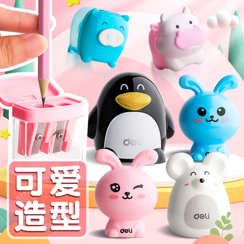 Deli Sacapuntas de lápiz para niños Sacapuntas de lápiz para estudiantes de escuela primaria manual chica mini Sacapuntas de lápiz portátil
