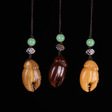 创意檀木蟹钳子手上有钱文艺古风手机挂件吊坠文玩汽车钥匙扣饰品