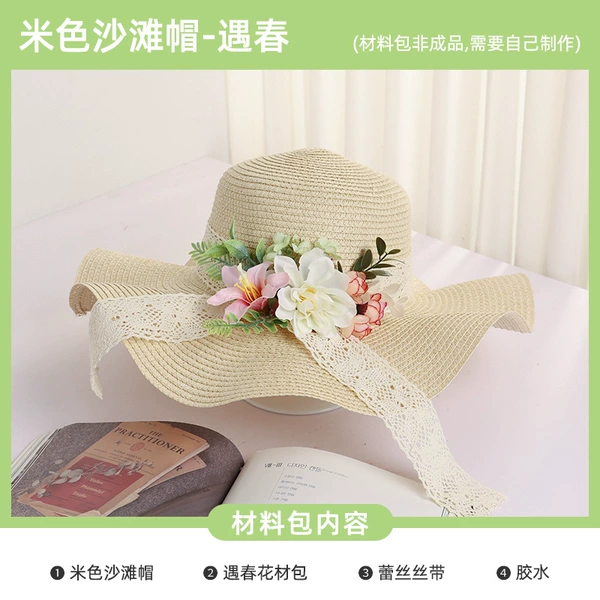 Materials set, beige hat, hair band, glue
