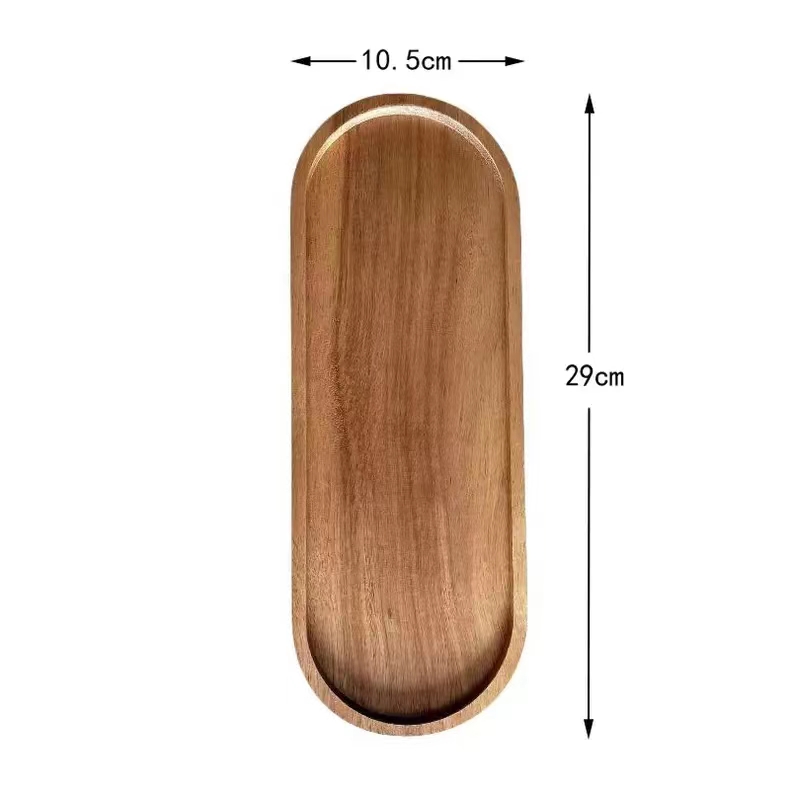 bandeja de madera de árbol de ebano, bandeja de almacenamiento de aire, plato de comedor oval japonés, pastel, pan, café, té, plato de madera sólida image 31