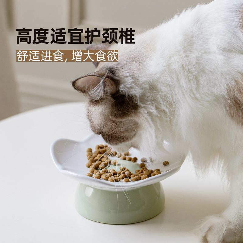 Tacos de cerámica anti-derribe para gatos, tacos de mascotas para gatos, grano para perros, bocadillos congelados enlatados anti-cuello, platos para gatos, platos para gatos