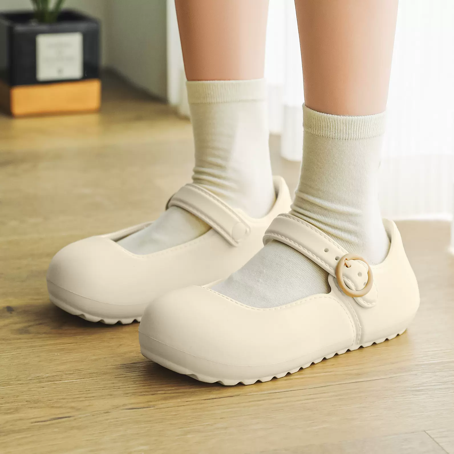 玛丽珍鞋夏季女式新款圆头浅口凉鞋外穿eva厚底百搭休闲平底单鞋