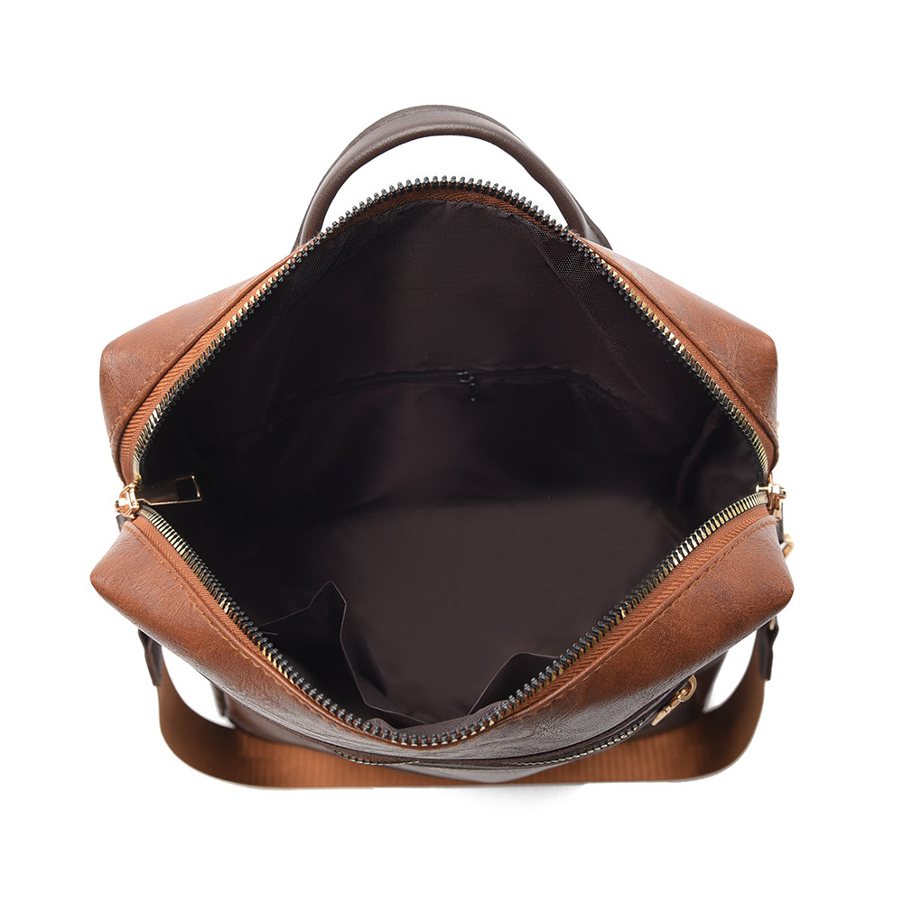 Mochila de cuero suave para mujer nueva transfronteriza Mochila multifuncional para mujer de rayas diagonales de moda Mochila escolar de doble uso de gran capacidad