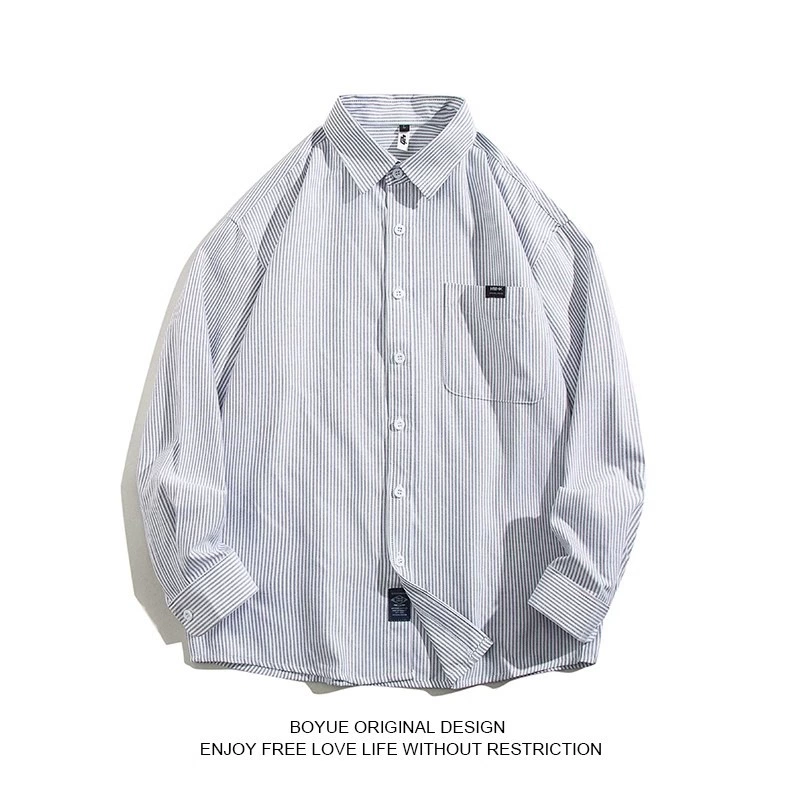 Повседневная полосатая рубашка с длинными рукавами мужская весенняя осенняя рукавная рубашка