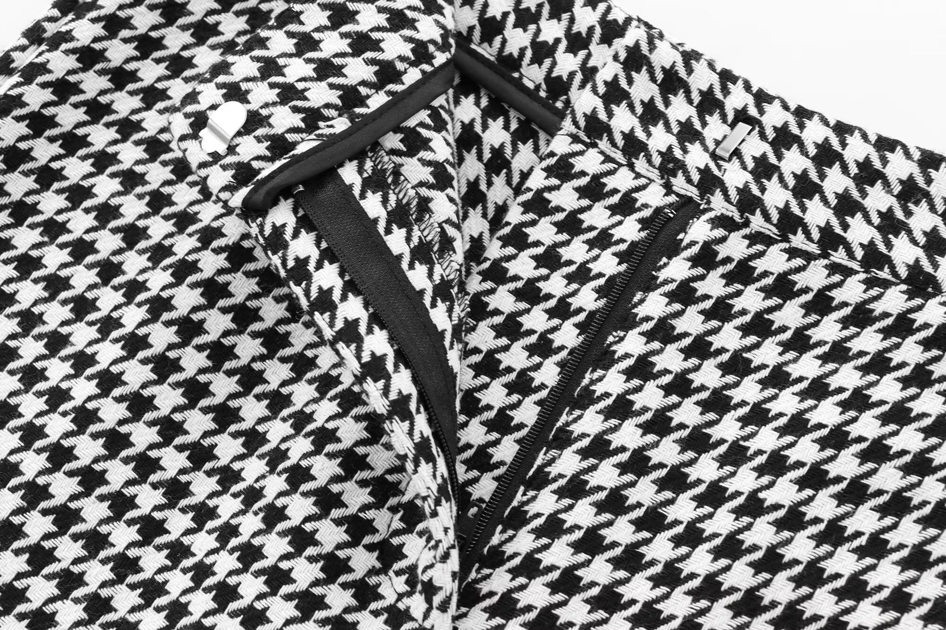 GraceChic 2025 Spring Autumn New Women's Fashion European And American Style French Houndstooth Short Casual Blazer Wide-Leg Pants_voghion.com