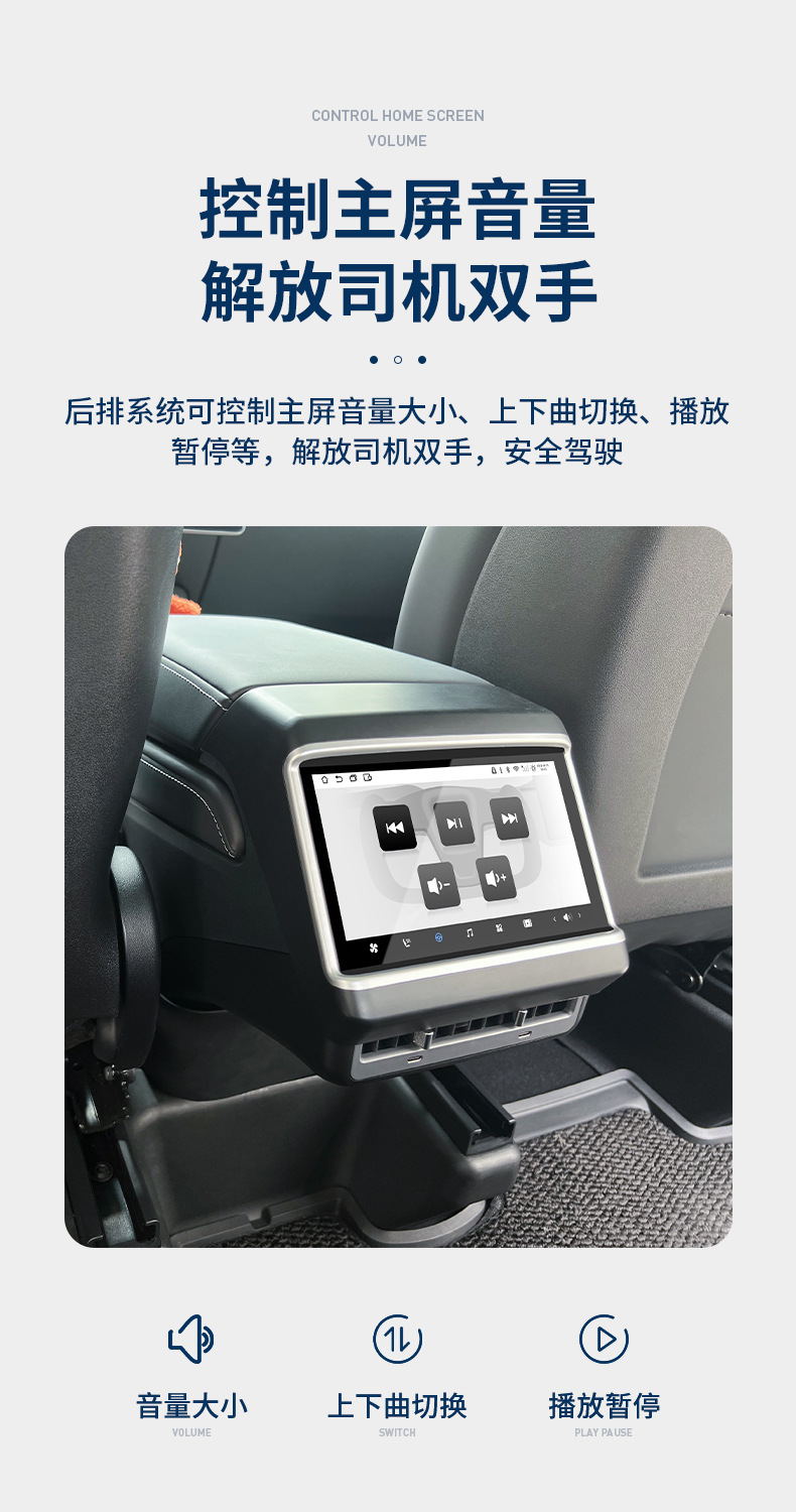 Suitable for Tesla Model 3/Y Third-Generation Rear Entertainment Tv Air Conditioning Control Modification 4g Display Screen 7