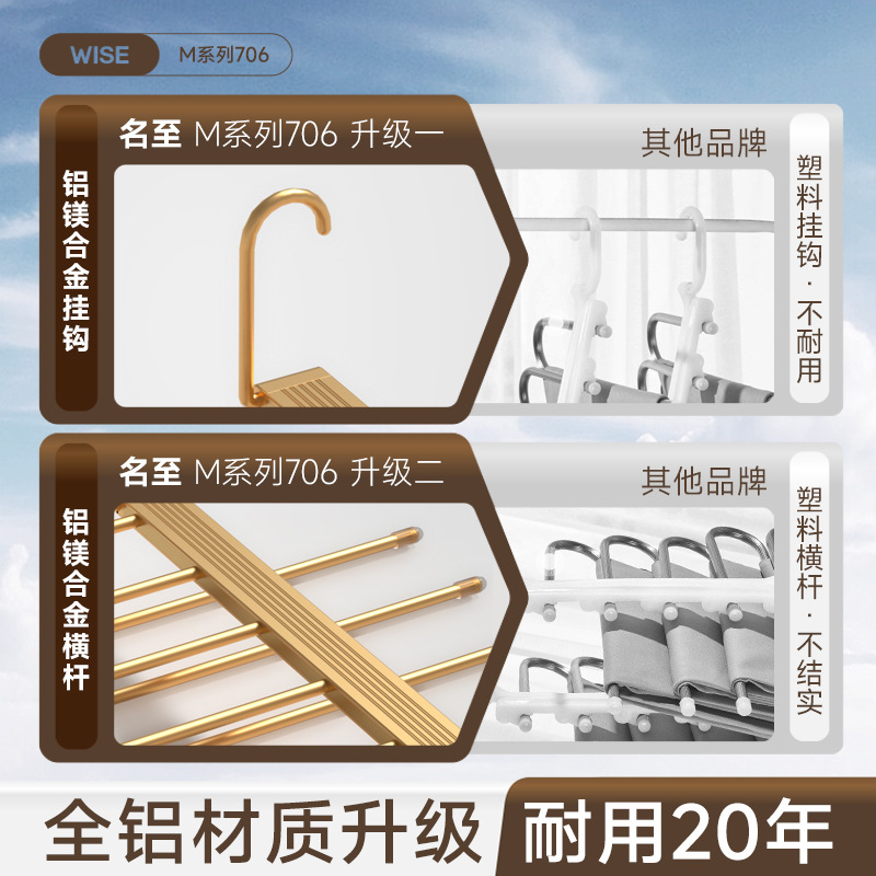 Pantalones antideslizantes sin marcas para el hogar contienen artefactos, estantes de pantalones plegables de aleación de aluminio, estantes de pantalones de varias capas, estantes especiales para perchas de pantalones colgantes