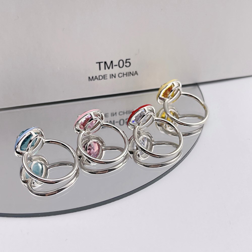 Cute Water Droplets Heart Shape Sterling Silver Plating Rhinestones Rings 1 Piece display picture 4
