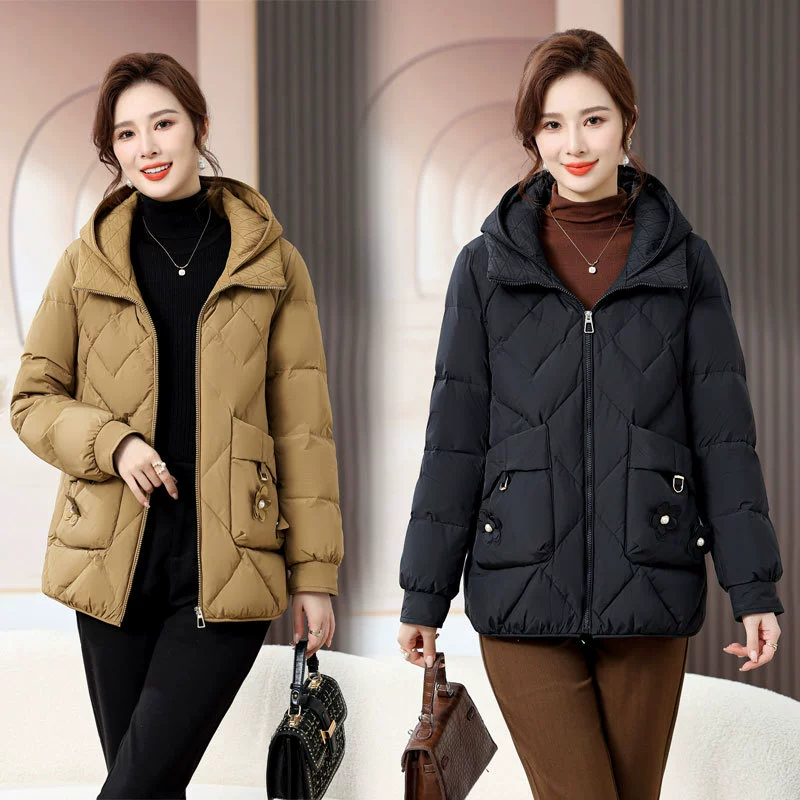 Зимний пуховик для матери среднего возраста, Женский 2023, новое зимнее теплое модное Свободное пальто в западном стиле для пожилых людей
