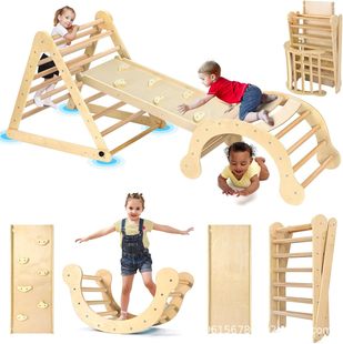 Wooden 7-in-1 Triangle Kit Climbing Frame Wooden Montessori Children's Climbing Frame Indoor Sensory Training