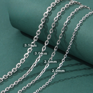 S925 Sterling Silver Necklace Men's Car Flower Cross Chain Thick Clavicle Chain Women's Sweater Chain O-shaped Silver Chain Bare Chain Plain Chain