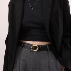 新款女士針扣牛皮裝飾小眾韓版時尚顯瘦搭配牛仔褲女士褲腰帶批發