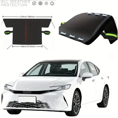 Car Oxford Snow Cover Front Car snow shield - strong-magnetic-adsorptionextra-thick-oxford-green-free-storage-bag