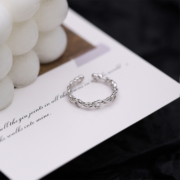 Bague en argent pur haut de gamme pour femme, personnalité à la mode, tempérament de luxe léger, design de niche, bague à bouche ouverte_voghion.com
