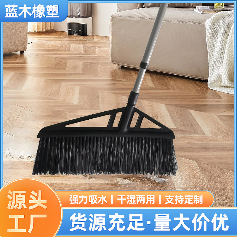 Plastic Broom Dust Removal Broom Stainless Steel Long Handle Broom Household Single Extended Cleaning Broom with Soft Bristles Durable for Floors