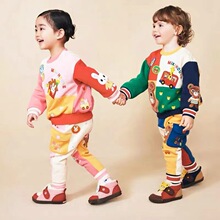 【现货】抓绒秋冬潮牌高定童装小熊小兔图案儿童卫衣套装