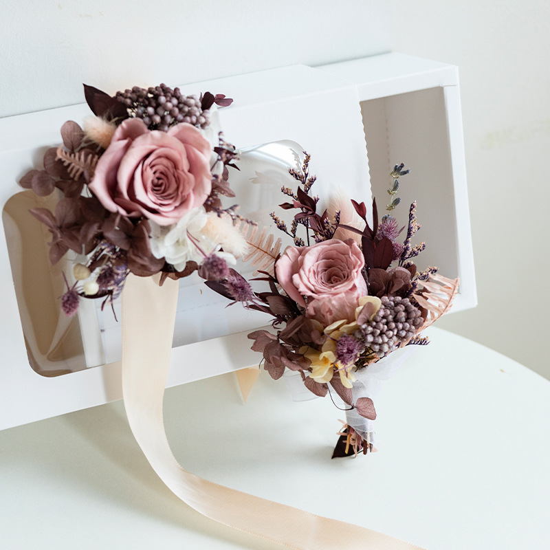 Ramillete de Rosa Eterna de Yunnan, Flor de Muñeca para Boda, Propuesta de Matrimonio, Regalo para Damas de Honor, Regalo de Alta Gama para Amigos