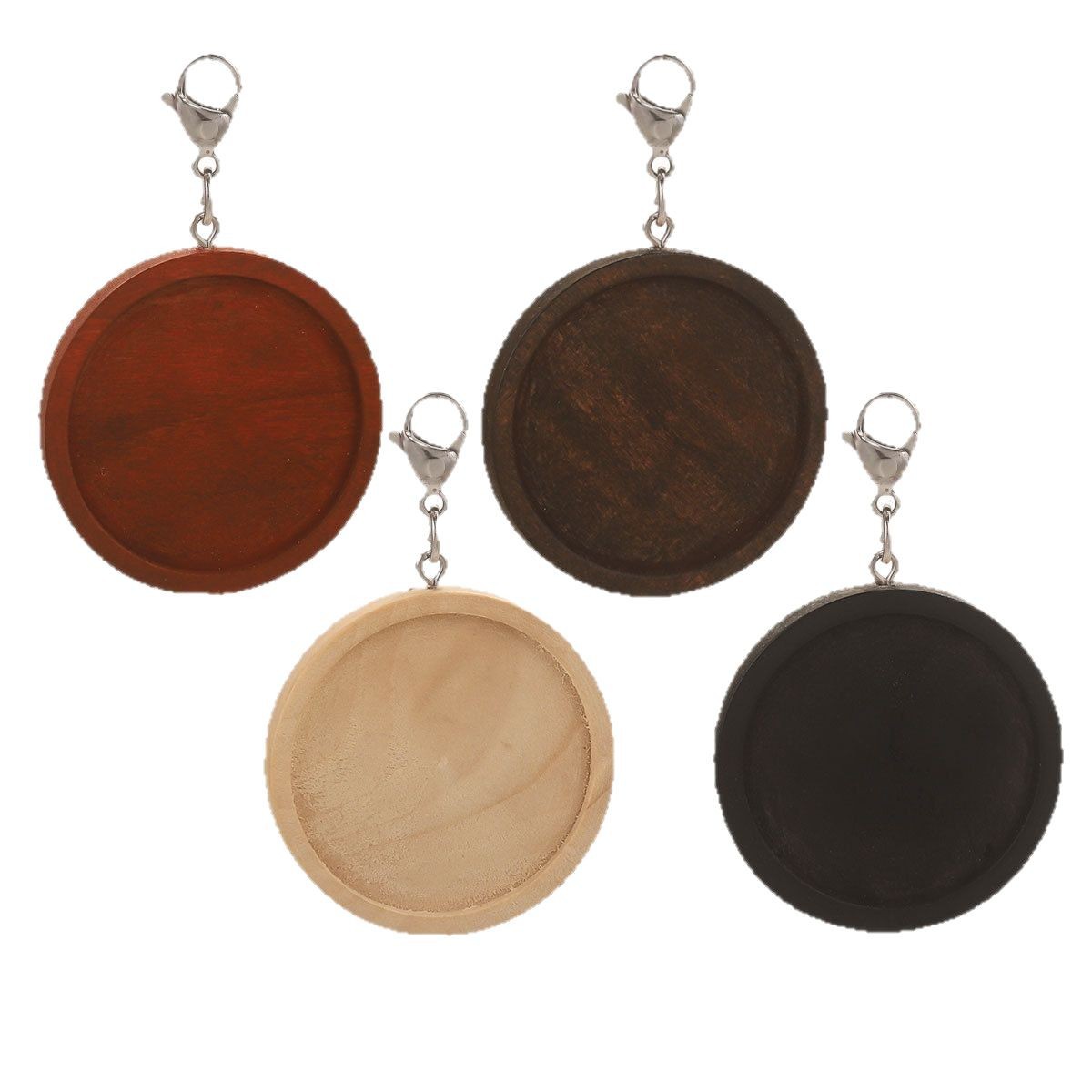 Base de madera redonda + ojo de oveja + anillo abierto + 15 joyería de joyería de llavero de joyería de joyería