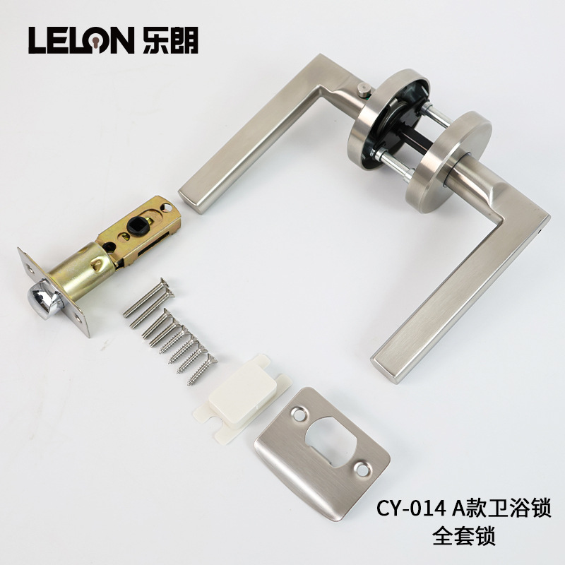 Cerradura de mano esférica de acero inoxidable de tres columnas puerta de madera puerta de acero plástico universal con función de escape cerradura de puerta interior de lengua única