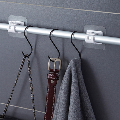 Curtain rod hook hanging hook buckle towel rod punch-free curtain rod fixed clip wall sticky hook curtain rod hook creative