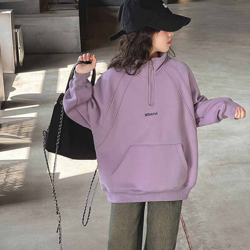 Women's Spring Sweatshirt 2024 New Style Trendy Children's Spring Outfit Adult Thin Version Sports Casual Zip Long Sleeve Top