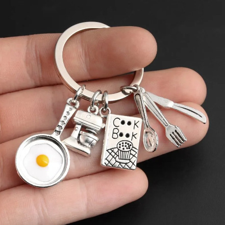 Cooking Keychain Home Cooking Keychain Fried Egg Pot Mixer Chef Book Tableware Keychain