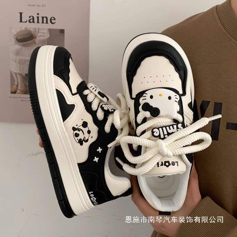 Original Black and White Panda Sneakers for Women 2025 New Niche Student Versatile Trendyy Casual Thick-Soled White Shoes for Women
