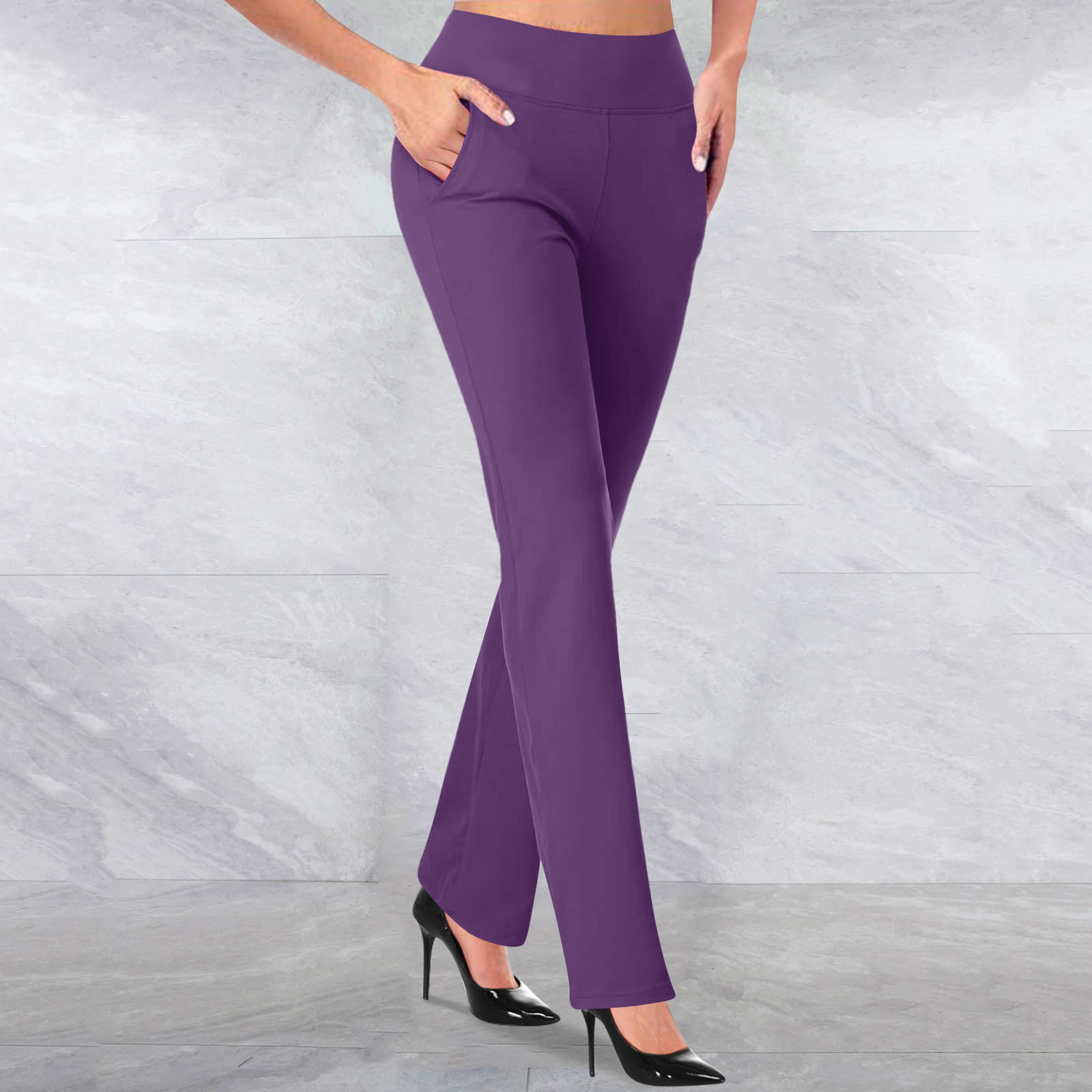 Polyester, Twilled Satin Fabric Type High Waist Waist Line Dress Pants Pants Type Women's Office Business Solid Color Full Length Pocket Dress Pants