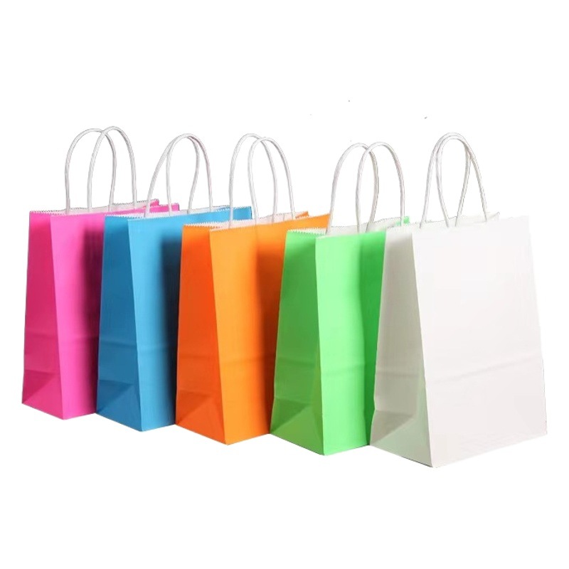 Bolsas de papel kraft, bolsas de mano, envases desechables para té con leche para llevar, bolsas de regalo para compras, en stock, ecológicas y biodegradables.
