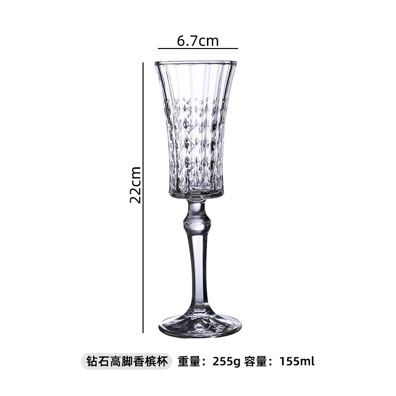 Copa de champán de pies altos de diamante número 5