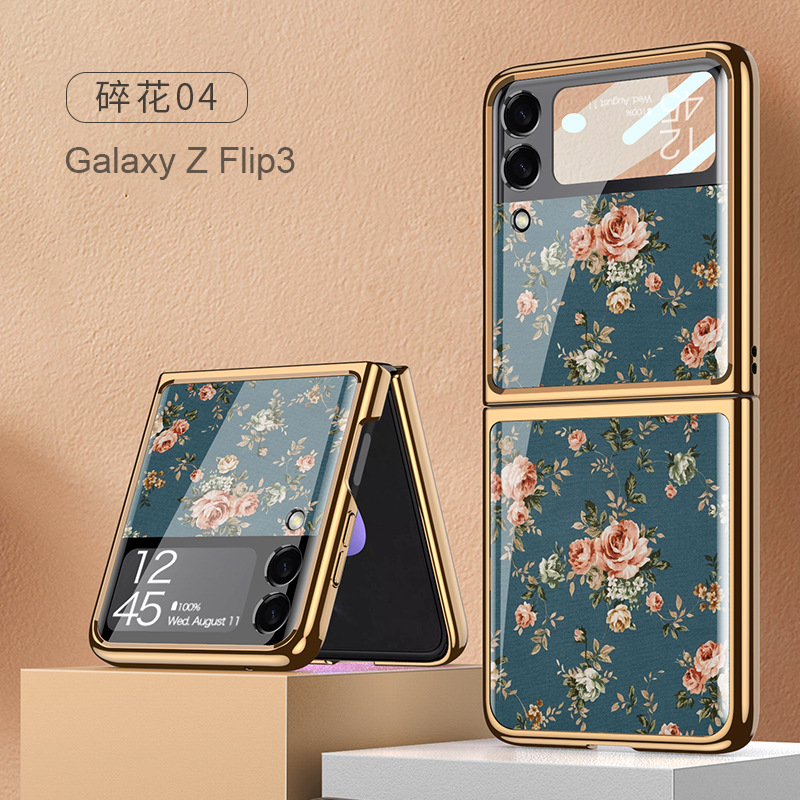 Conveniente para Samsung zflip3 estilo chino retro teléfono caso plegable Flip espejo moda plegable caso