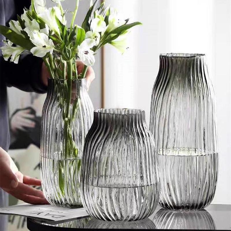 美式輕奢簡約透明玻璃高級感花瓶水養插花客廳桌面擺件ins風