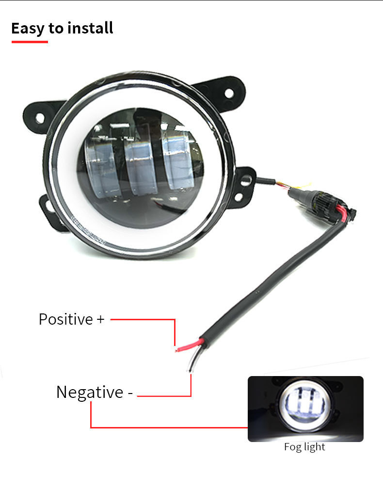 Cross-Border 4inch Fog Lights for Jeep Wrangler Headlight Modification, J-Eep Jk, Bj212 Car Fog Lights, Led Spotlights